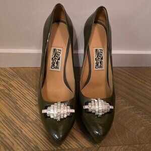 Ferragamo Heels with Crystal Accents